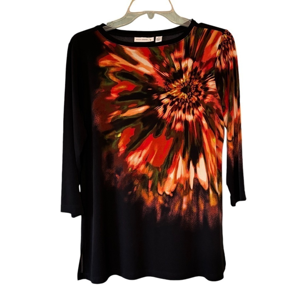 Susan Graver Floral Wearable Art Blouse Sz Small